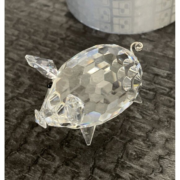 Swarovski Crystal Pig #7638 Figurine Austria With Box Silver Metal Tail - Picture 4 of 7